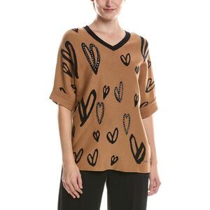 Picadilly Womens  Stone Embellished Heart Sweater, Brown